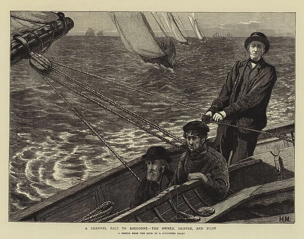 A Channel Race to Boulogne, the Owner, Skipper, and Pilot (engraving)