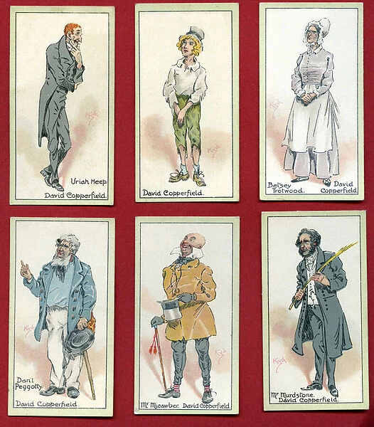 Characters from David Copperfield by Charles Dickens, 1923 (colour litho)