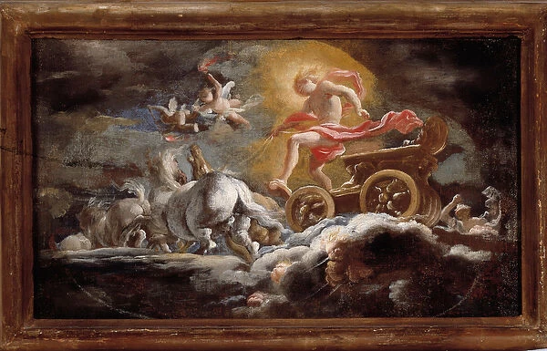 The chariot of the sun Painting by Domenico Piola (1627-1703) Dim 58x78 cm Genes