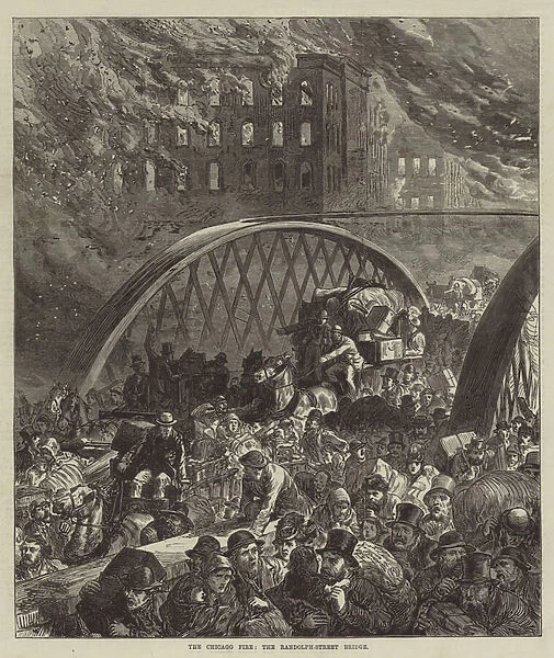 The Chicago Fire, the Randolph-Street Bridge (engraving)