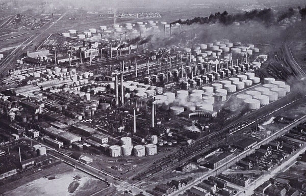 Chicago: A Neighboring Oil Refinery from the Air (b  /  w photo)
