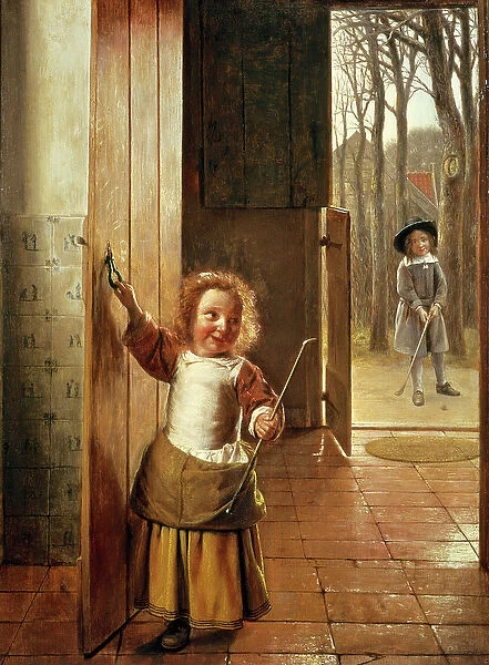 Children in a Doorway with Golf Sticks, c. 1658-60 (oil on panel)