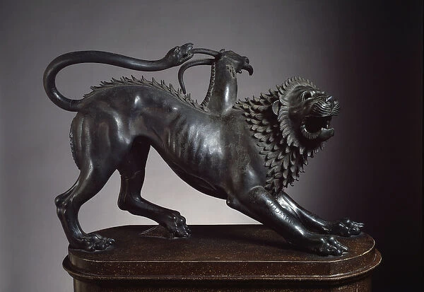 The chimera of Arezzo, slain by Bellerophon - Etruscan sculpture, 400-350 BC (bronze)