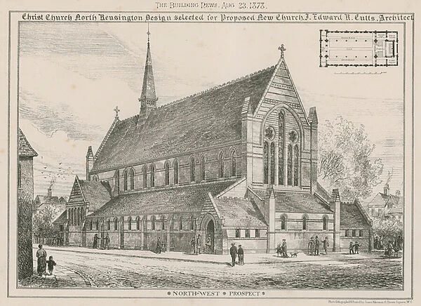 Christ Church, North Kensington: design selected for proposed new church (engraving)