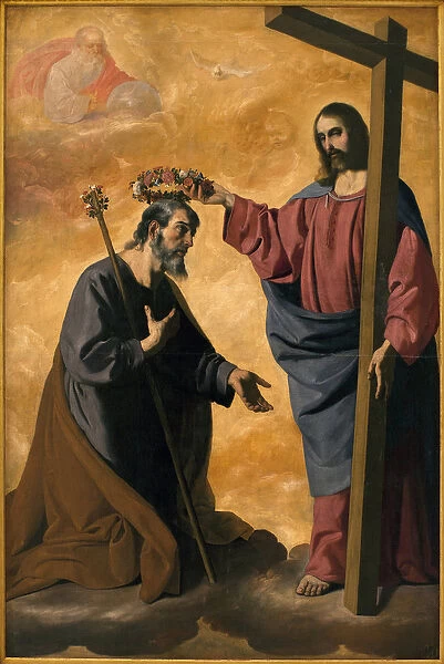 Christ crowing Saint Joseph. Painting by Francisco de Zurbaran (1598-1664), oil on canvas