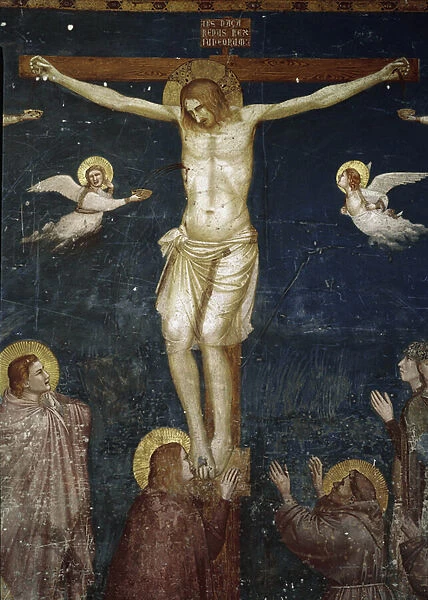 Christ crucifies, detail of Crucifixion with five Franciscans - Fresco, 1308-1310
