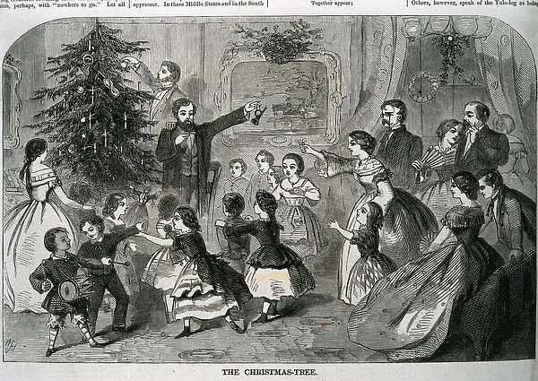 The Christmas Tree, illustration from Harpers Weekly, 1870 (engraving)