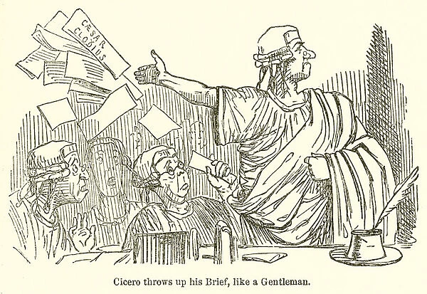Cicero Throws Up his Brief, like a Gentleman (engraving)