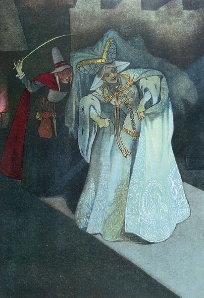 Cinderella with her Fairy Godmother, c. 1911 (colour litho)