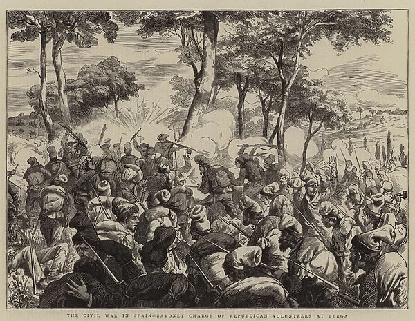 The Civil War in Spain, Bayonet Charge of Republican Volunteers at Berga (engraving)