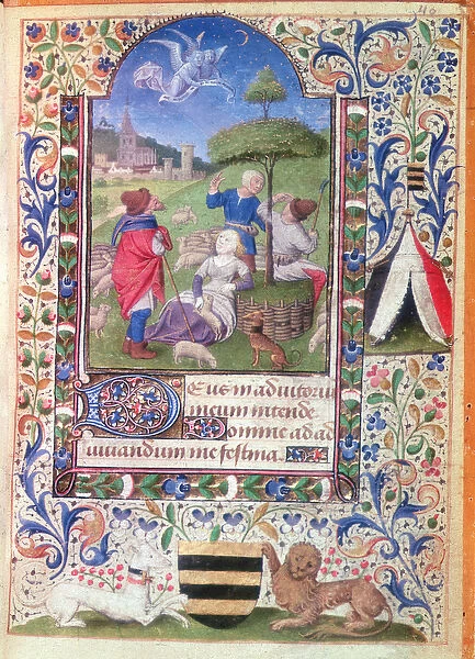 Codex 1929, f. 40: Annunciation to the Shepherds, 1450-75 (vellum)