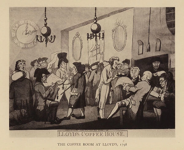 Coffee room at Lloyds Coffee House, London, 1798 (engraving)