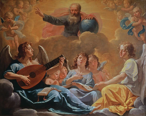 A Concert of Angels (oil on canvas)