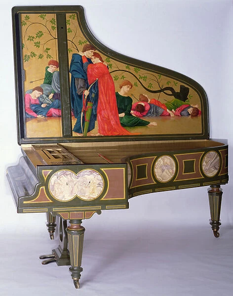 Concert Grand Piano by Sebastien Erard, c. 1850 (painted wood, ebony and ivory keys)