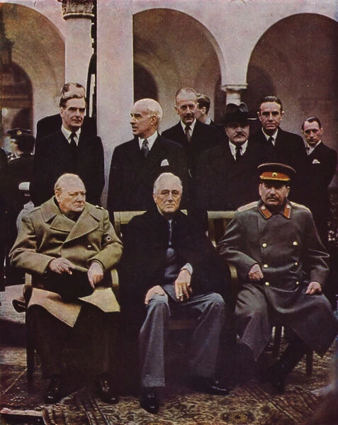 Conference of Allied leaders Winston Churchill, Franklin D Roosevelt and Joseph Stalin at Yalta, Crimea; USSR, World War II, 7 February 1945 (photo)