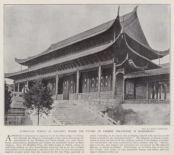 Confucian Temple at Nan-king, where the father of Chinese philosophy is worshipped (b  /  w photo)