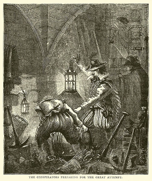 The conspirators preparing for the great attempt (engraving)