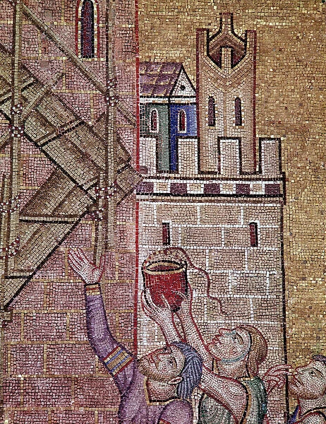 Construction of the tower of Babel (mosaic, 13th century)
