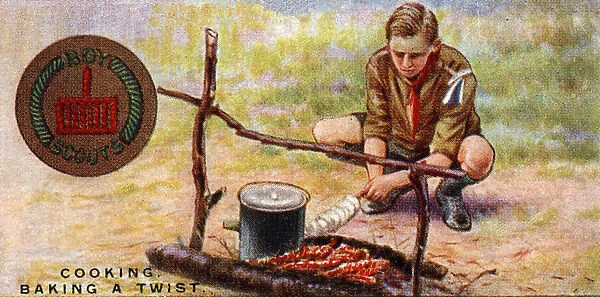 Cook Proficiency Badge for Scouts - Baking a Twist, 1929 (colour litho)