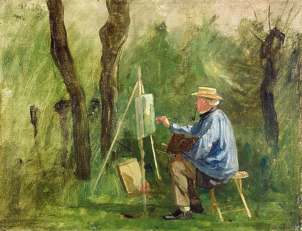 Corot at his Easel, Crecy-en-Brie, 1874 (oil on canvas)