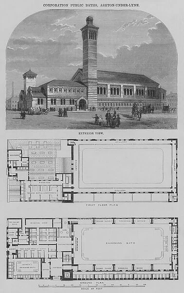 Corporation Public Baths, Ashton-under-Lyne (engraving)