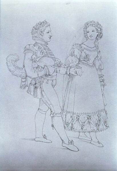 Costume designs for Figaro and Susanna from the opera The Marriage of Figaro