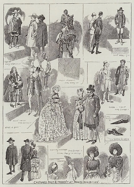 Costumes Past and Present at the Health Exhibition (engraving)
