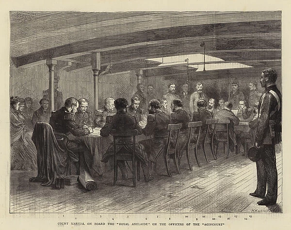 Court Martial on Board the 'Royal Adelaide'on the Officers of the 'Agincourt'(engraving)