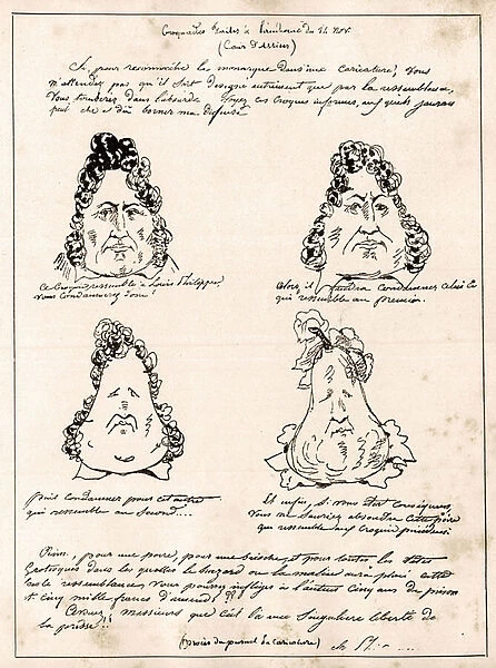 Croquades made at the hearing of November 14 - cartoon Louis Philippe in pear by Charles