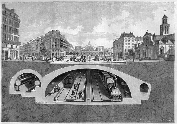 Cross section representing the underground railway project in Paris