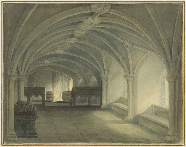 Crypt of St Johns Church, looking West (w  /  c on paper)