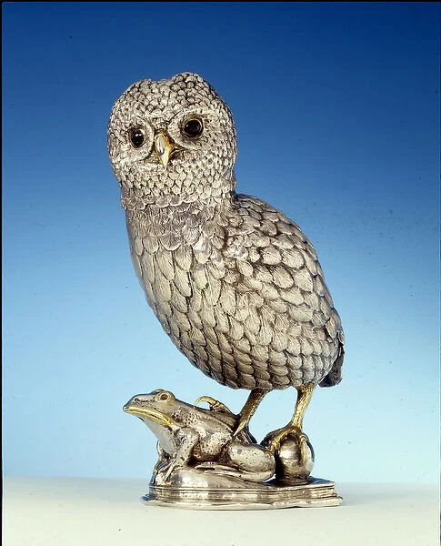 Cup in the form of an owl, Ghent, c. 1560 (parcel-gilt metal)