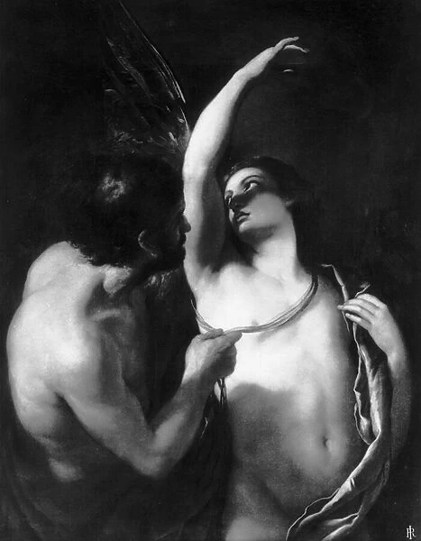 Daedalus and Icarus (oil on canvas) (b  /  w photo)
