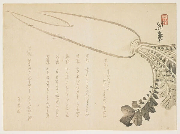 Daikon radish, January 1864 (colour woodblock print)