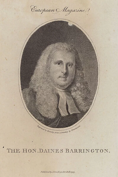 Daines Barrington, English lawyer, antiquary and naturalist (engraving)