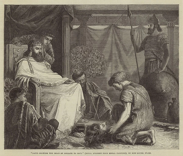 'David showing the Head of Goliath to Saul'(Royal Academy Gold Medal Painting) (engraving)