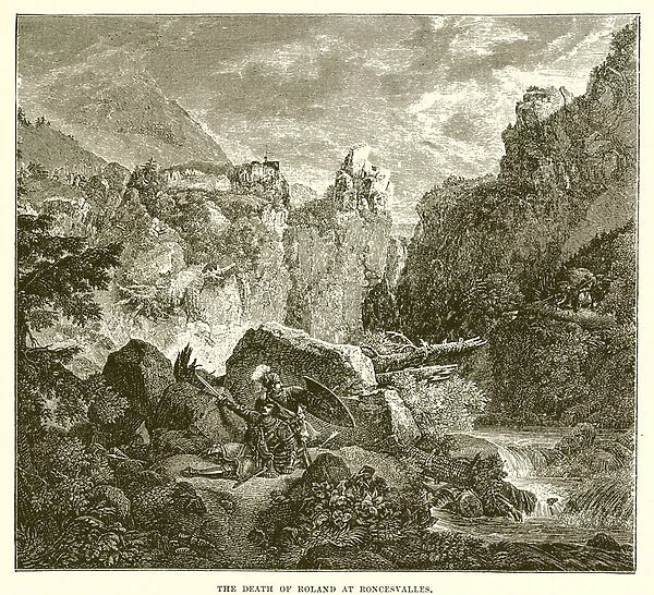 The death of Roland at Roncesvalles (engraving)