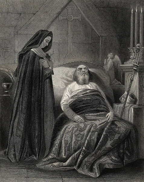 The Death of St. Patrick, engraved by J. Rogers (engraving)