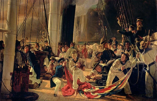 On the deck during a sea battle, 1855 (oil on canvas)