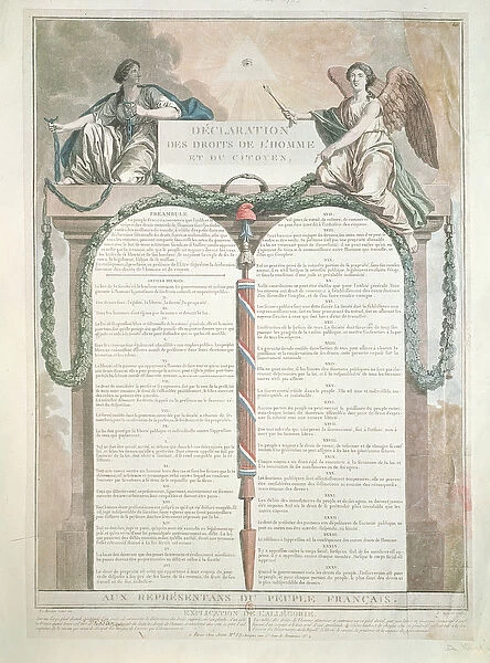 Declaration of the Rights of Man, 10th August, 1793 (coloured engraving)