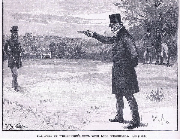 The Duke of Wellingtons duel with Lord Winchilsea 1829 (litho)