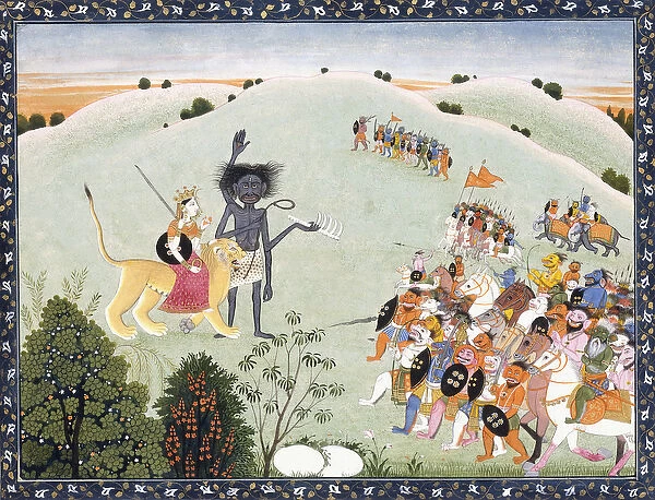 Durga and Kali Standing Before the Advancing Host of Demons, c