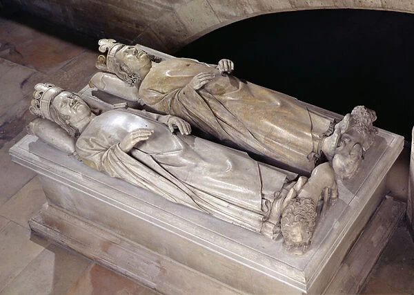 Effigies of Philippe VI (1293-1350) de Valois and Jean II (1319-64) Le Bon (marble)