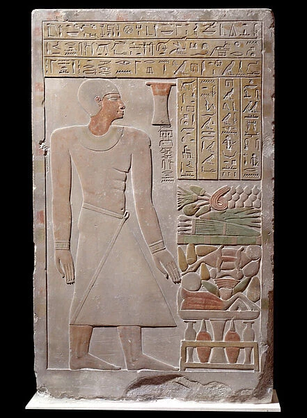Egyptian antiquite: limestone stele of the monument to the memory of the spokesman of