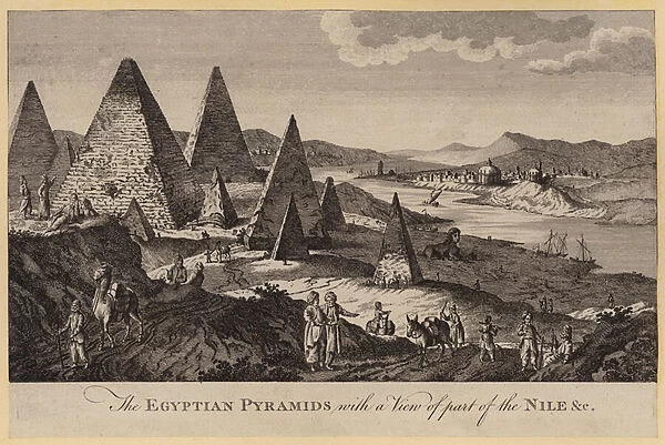 The Egyptian Pyramids with a View of part of the Nile, etc (engraving)