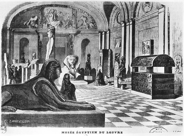 The Egyptian rooms in the Louvre Museum, engraved by Pegard (19th century