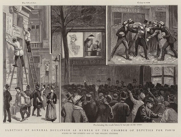 Election of General Boulanger as Member of the Chamber of Deputies for Paris (engraving)