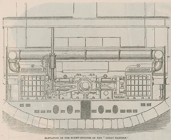 Elevation of the screw engines of the Great Eastern (engraving)