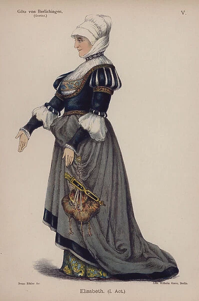 Elisabeth, from Gotz von Berlichingen by Goethe (colour litho)