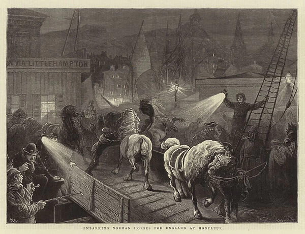 Embarking Norman Horses for England at Honfleur (engraving)